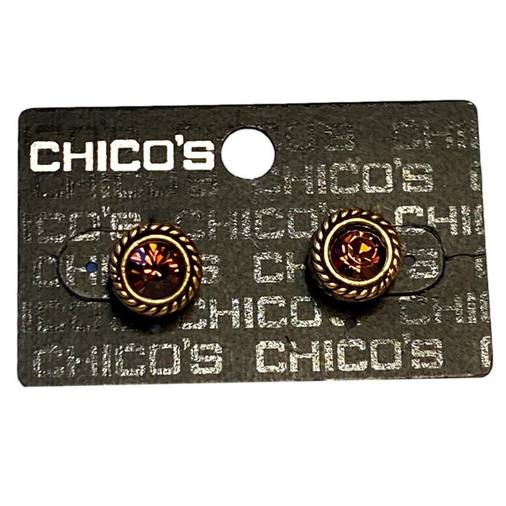 Chicos Golden Rose Circle Stud Earrings